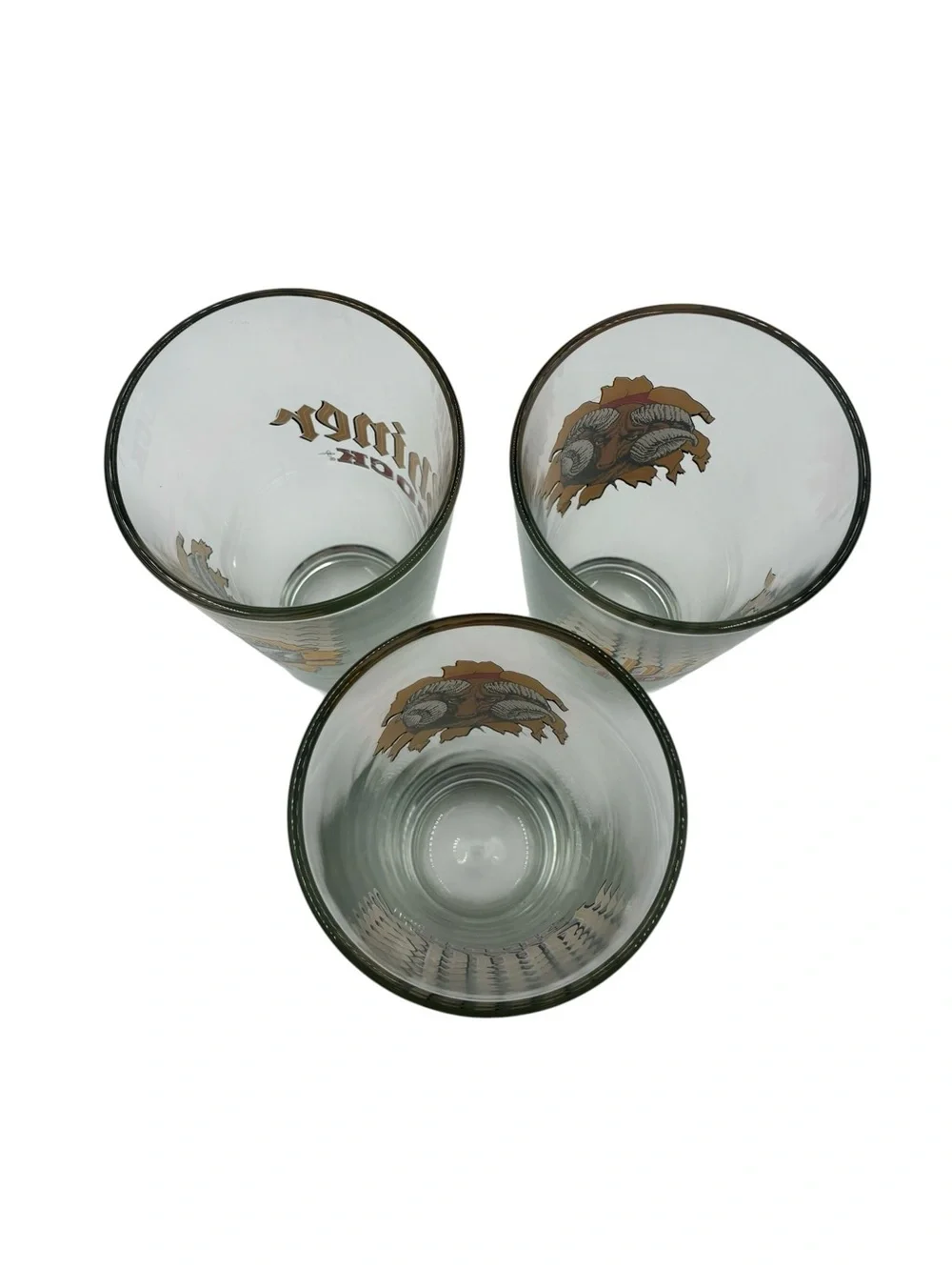 Lot of 3 Vintage Shiner Bock Beer Pint Glasses 16oz - Spoetzl Brewery Ram Logo